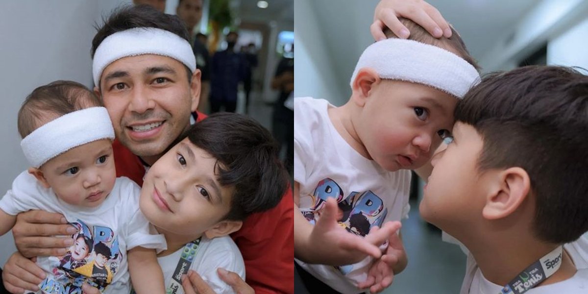 Si Kulkas & Si Ekspresif, Adorable Portraits of Rafathar and Rayyanza 'Cipung' Supporting Raffi Ahmad in the 'Sudden Tennis' Match