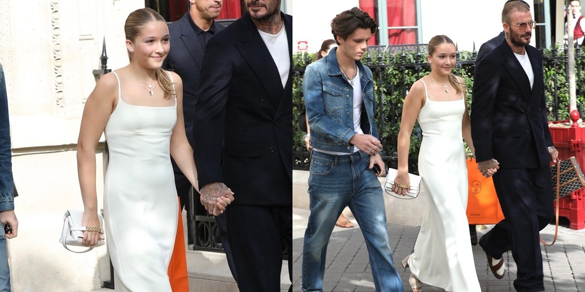 So Sweet Holding Hands with Harper Beckham, 8 Photos of David Beckham on His Way to Attend Victoria Beckham's Fashion Show