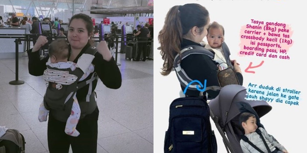 Husband Still in America, 8 Photos of Tasya Kamila Returning to Indonesia with 2 Children and Carrying 7 Large Suitcases Alone