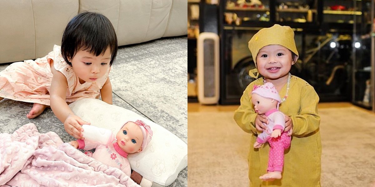 Ready to Be a Big Sister Since the Age of 1 Year, Here are 8 Portraits of Ameena Who is Starting to Enjoy Playing with Dolls - Making People Laugh When Putting a Milk Bottle on Her Eye