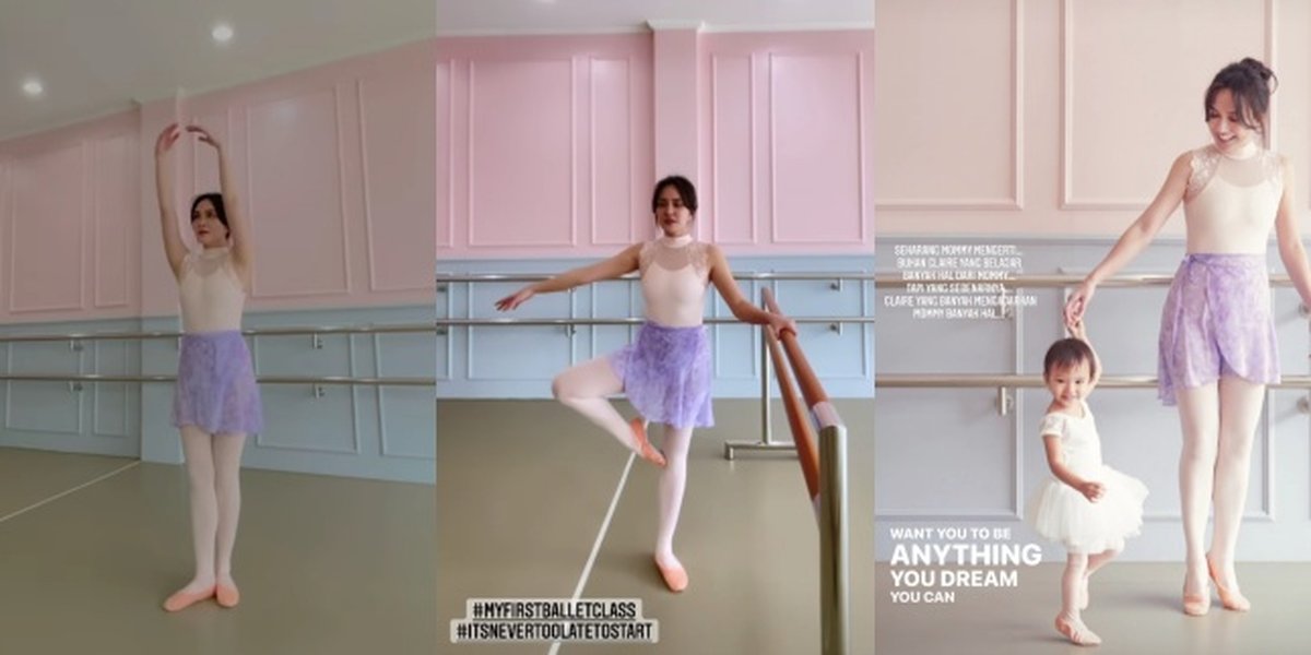 No Such Thing as Too Late, 11 Snapshots of Shandy Aulia's Ballet Lessons with Claire - Mother and Daughter Make a Beautiful Ballerina Duo