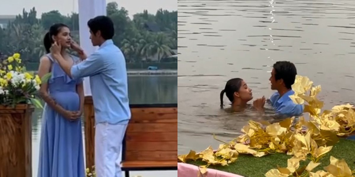 Totality, Sneak Peek at 7 Photos of Callista Arum and Antonio Blanco Jr Diving into the Lake While Filming 'BUKU HARIAN SEORANG ISTRI'