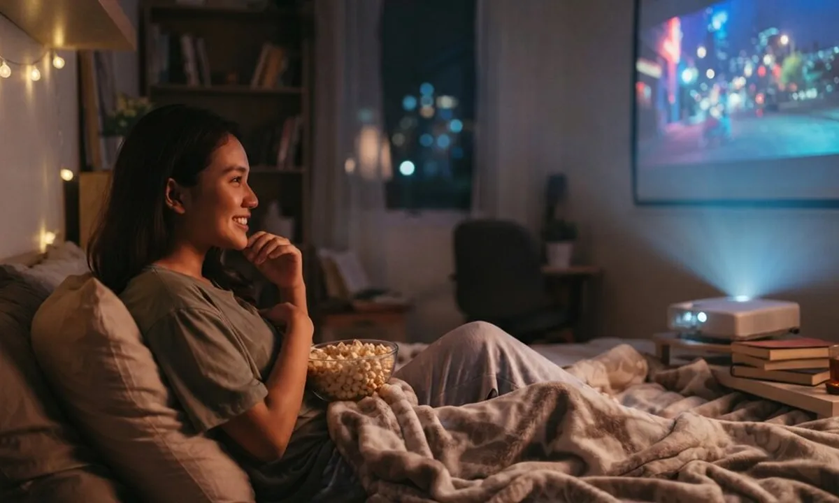 Illustration of watching a manga adaptation film.