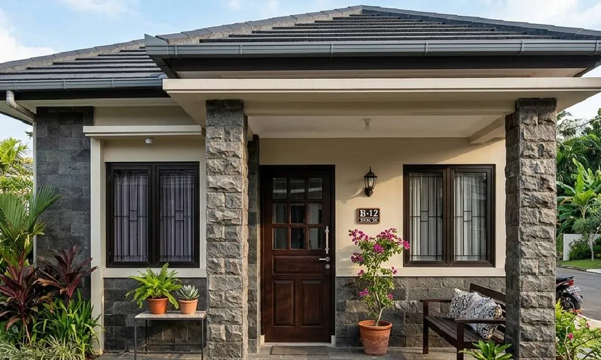 6 Ide Teras Rumah Tipe 36 dengan Batu Alam agar Fasad Terlihat Lebih Rapi