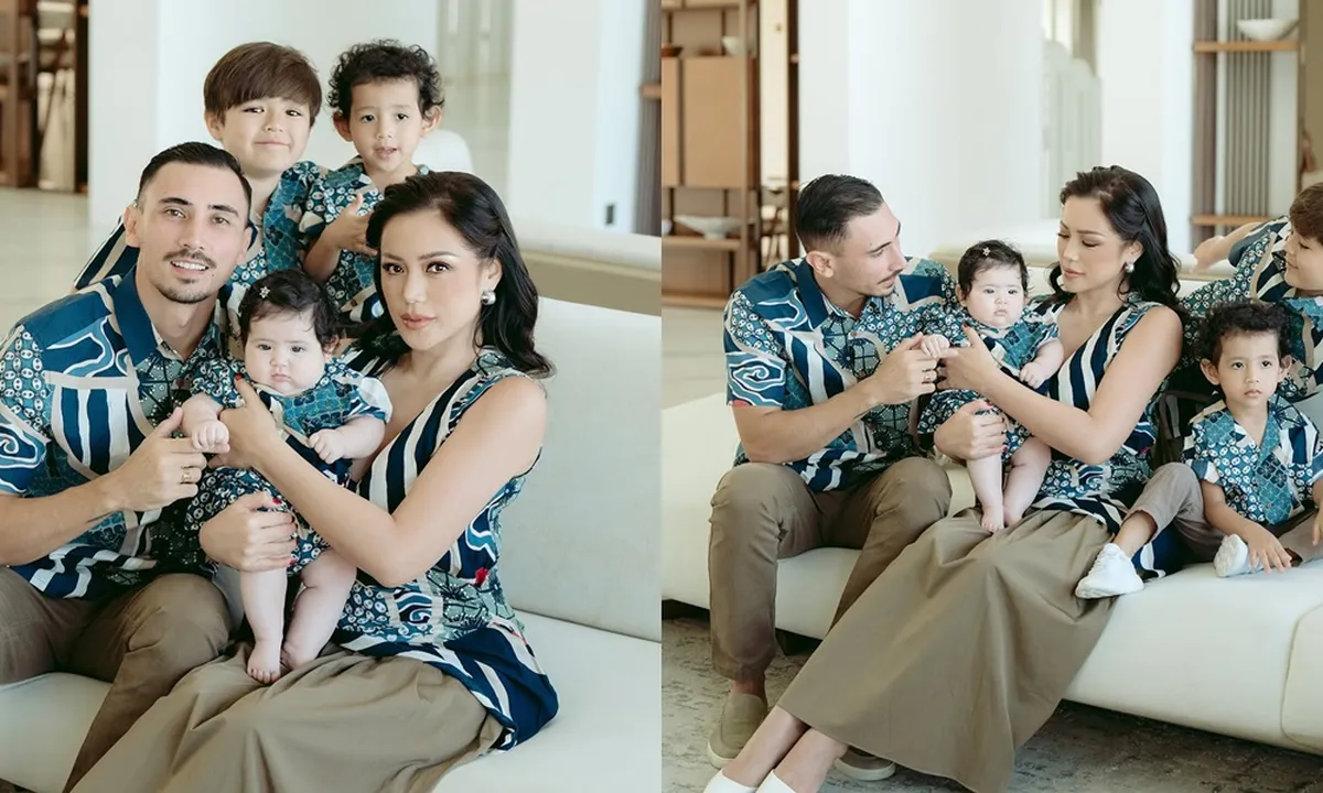 6 Potret Foto Keluarga Jessica Iskandar dan Vincent Verhaag, Kompak Pakai Outfit Batik Senada