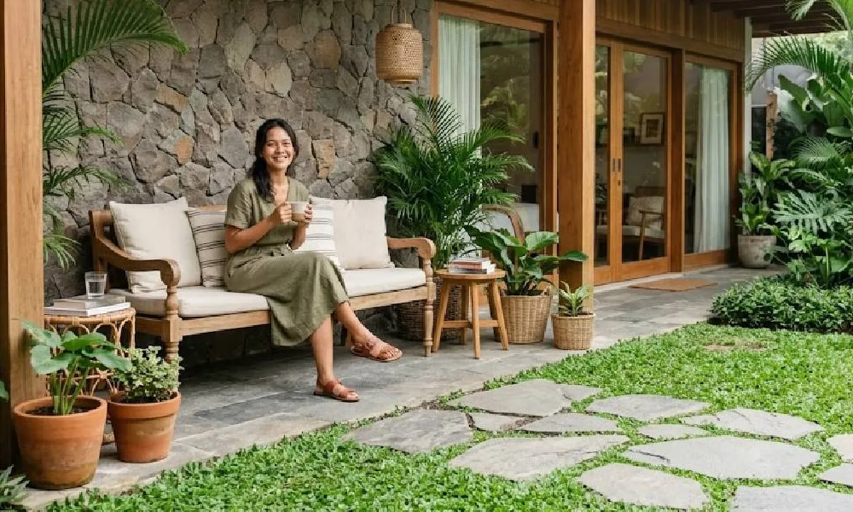 7 Ide Model Teras Batu Alam dan Rumput Gajah Mini untuk Hunian Natural