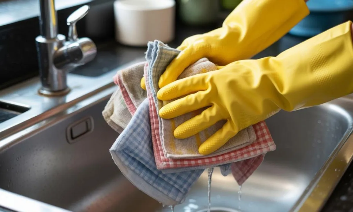 Cara Mencuci Lap Dapur yang Berminyak