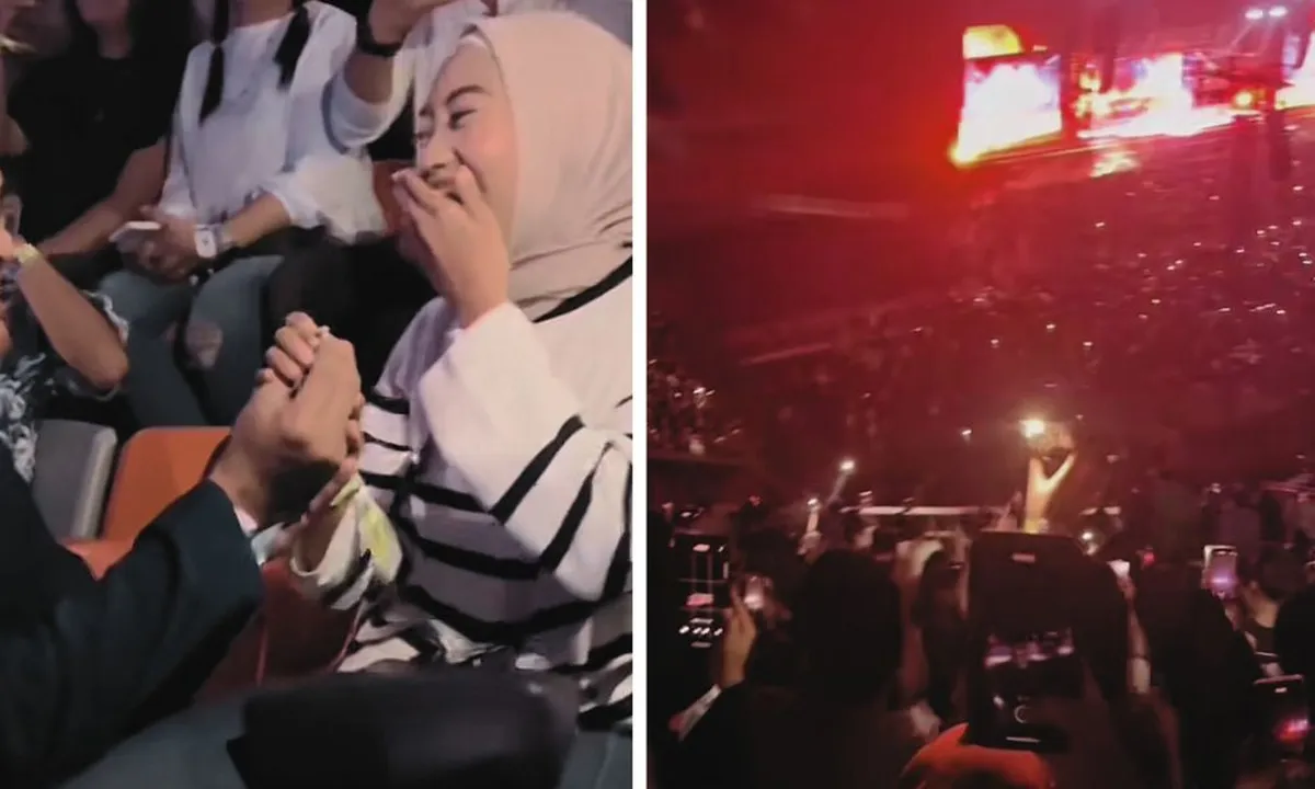 Cowok Ini Lamar Pacar di Konser Bruno Mars, Netizen Auto Baper!