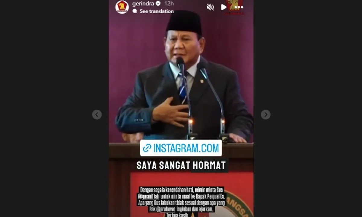 Gerindra Tuntut Maaf Gus Miftah pada Penjual Es Teh, Mengacu pada Teladan Prabowo