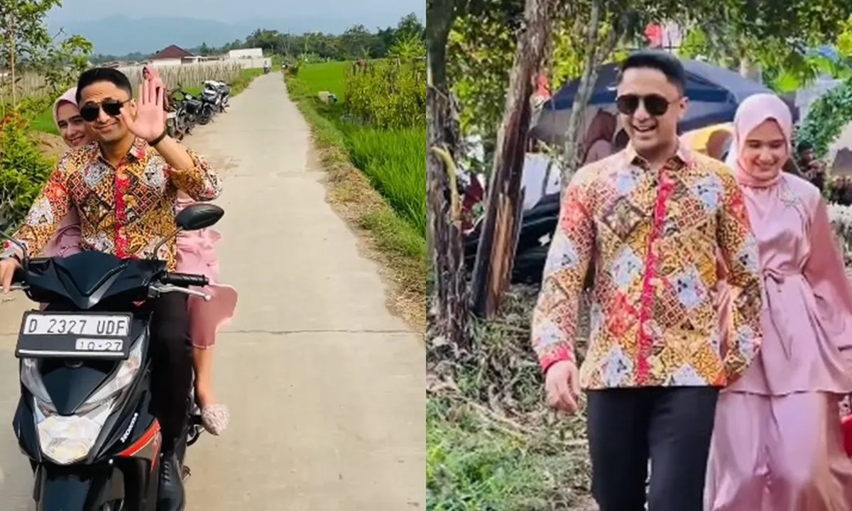 Hadir di Pernikahan Warga, 7 Potret Hengky Kurniawan dan Istri Naik Motor Lewati Jalan Gronjalan