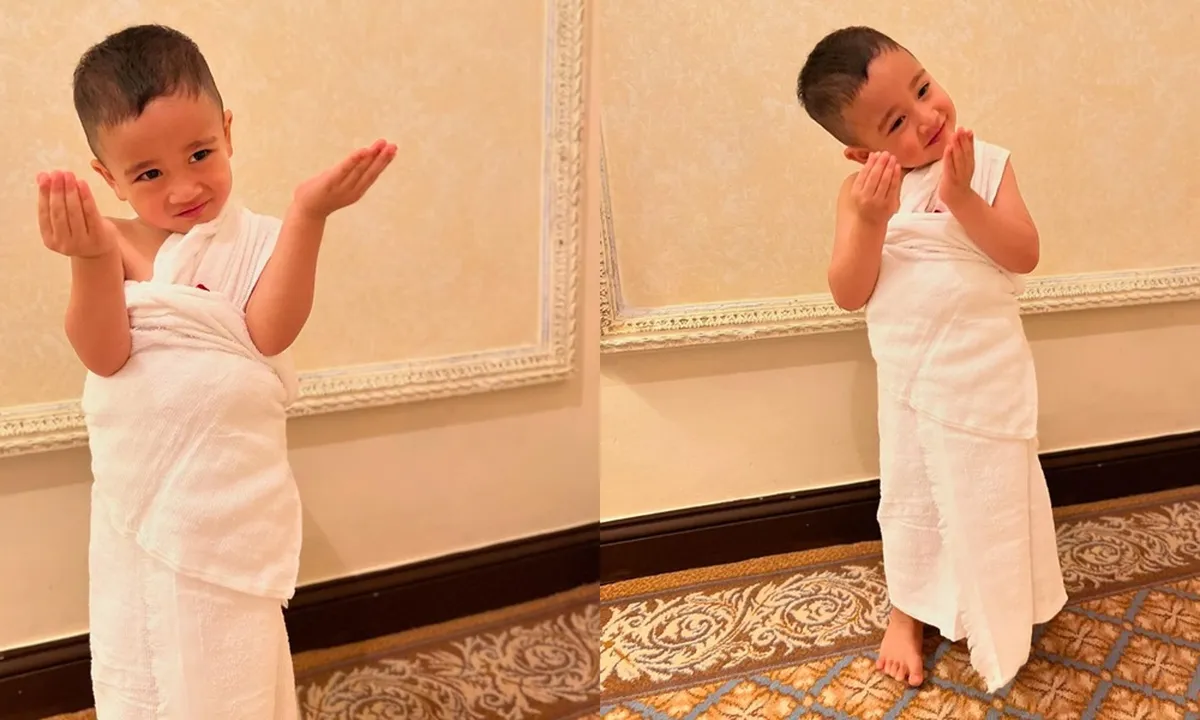 Ikut Umrah, 7 Potret Rayyanza Anak Raffi Ahmad Kenakan Baju Ihram - Paling Bersemangat Salat Depan Ka'bah