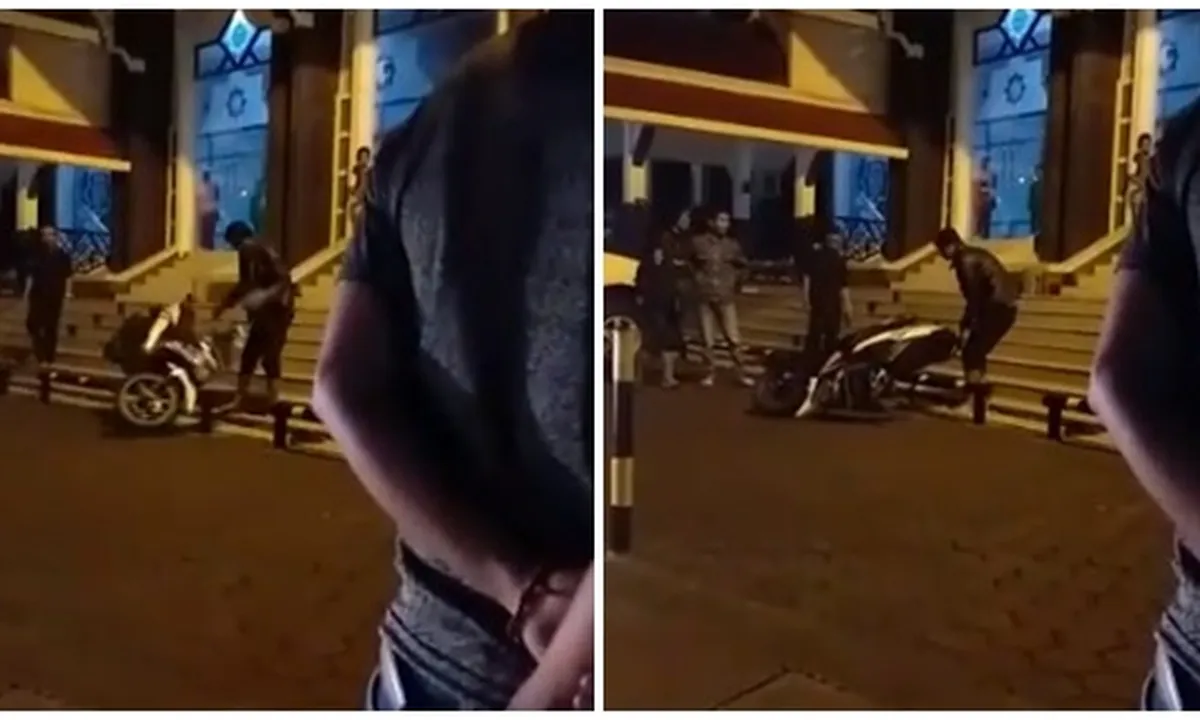 Lagi, Seorang Pria Banting Motor Setelah Ditegur Parkir Sembarangan