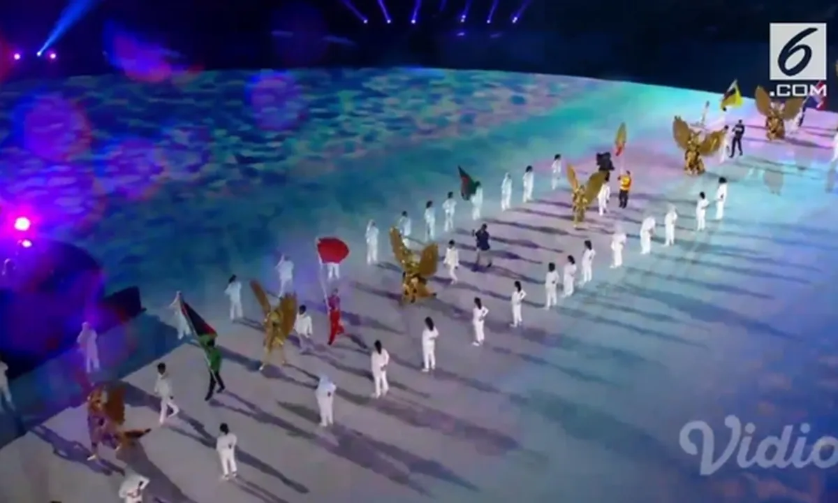 Lakukan Defile, Atlet Pakai Jas Hujan di Closing Ceremony Asian Games 2018