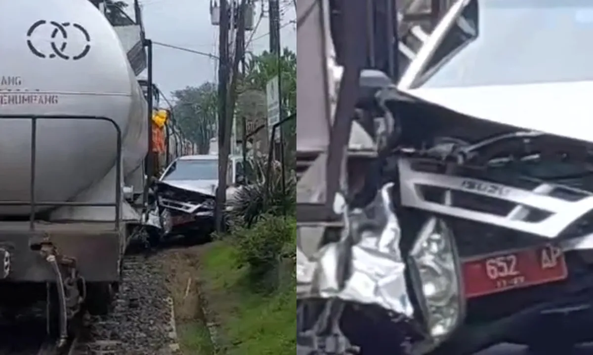 Mobil Dinas Pemkot Malang Tertemper Kereta Api BBM