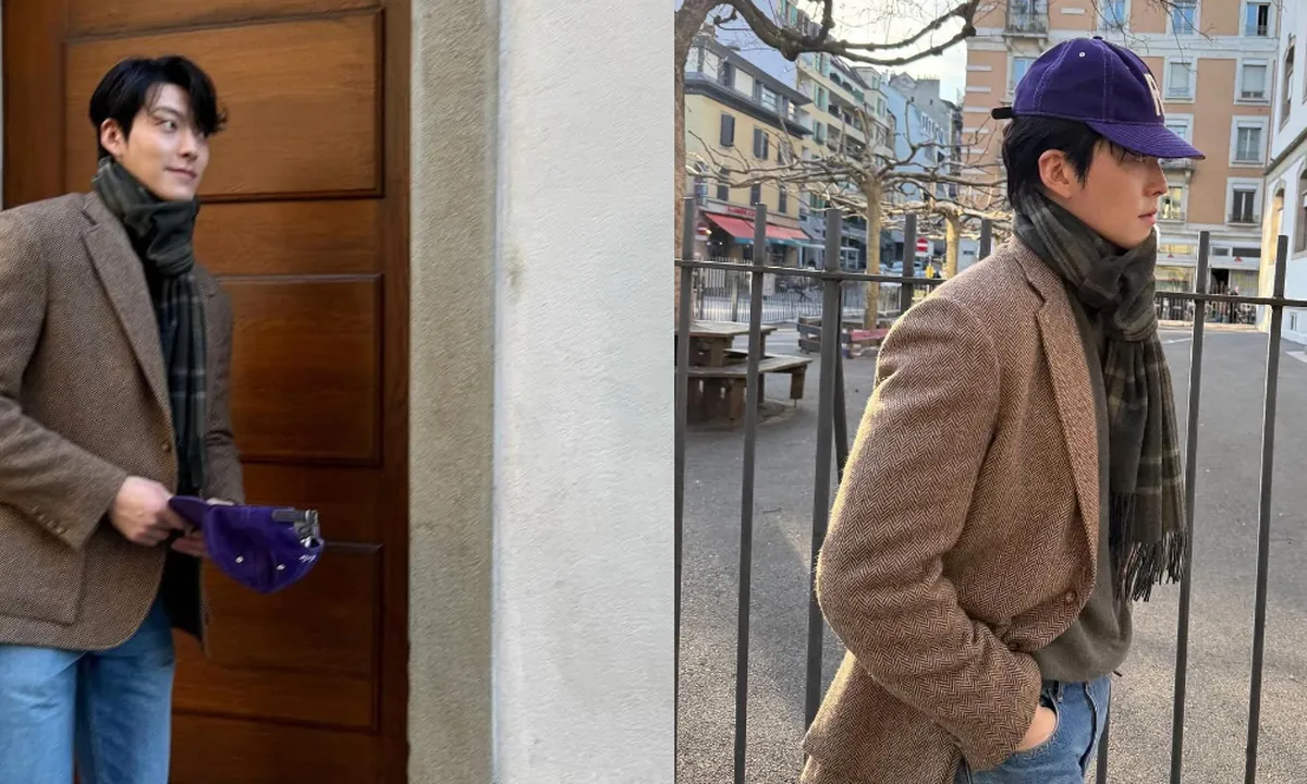 Potret Kim Woo Bin Liburan di Swiss, Visual Tampannya Sempurna dengan Outfit Kece