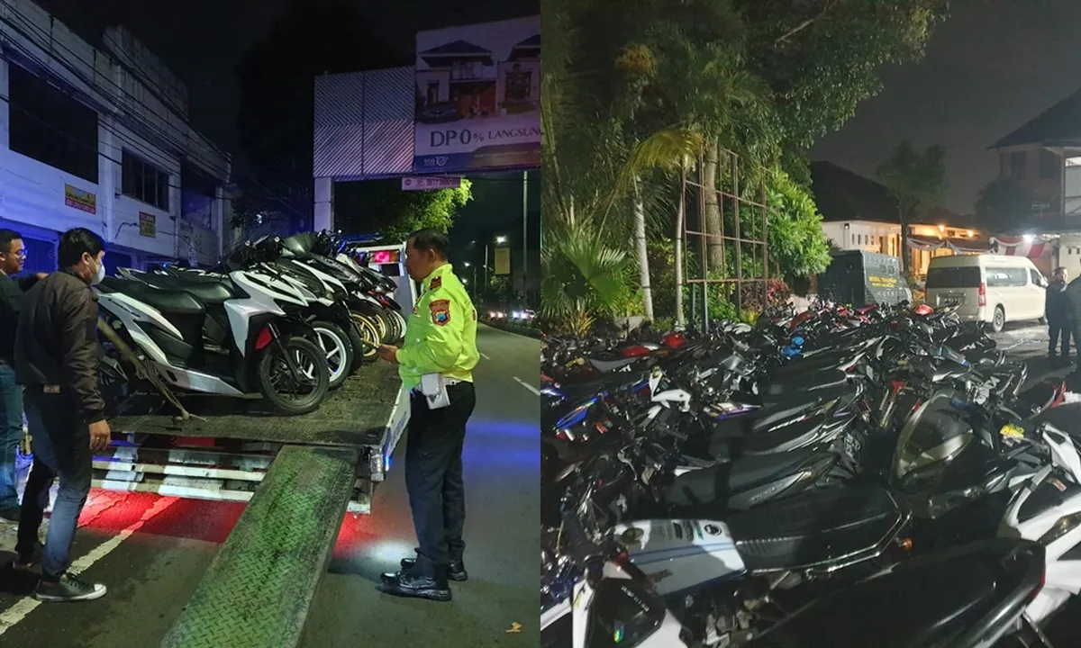Puluhan Joki dan Sepeda Motor Peserta Balap Liar Diangkut ke Polresta Malang Kota