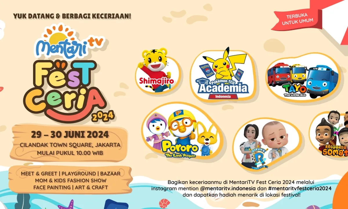 Semakin Seru! MentariTV Fest Ceria 2024 Bakal Hadirkan Cipung Abubu hingga Pokemon