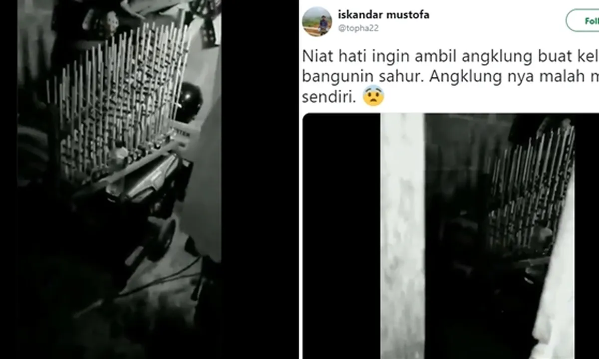 Video Bikin Merinding, Angklung untuk Keliling Sahur Justru Bunyi Sendiri