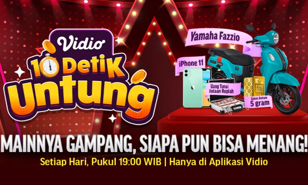 Vidio Bagi-Bagi Banyak Hadiah Spesial Lewat Program '10 Detik Untung', Mulai dari Emas Batangan hingga Motor!
