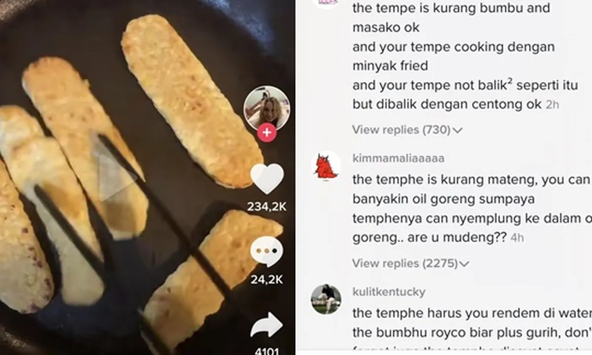 Viral Bule Masak Tempe Gak Dibumbuin dan Digoreng Minyak Sedikit, Netizen Indonesia Heboh