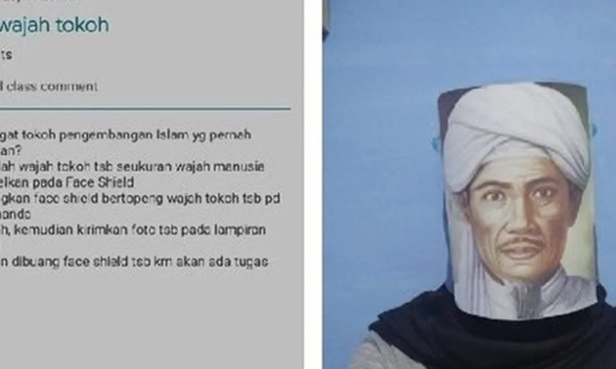 Viral Tugas Terandom Tahun 2021, Murid Pakai Face Shield Bergambar Wajah Tokoh
