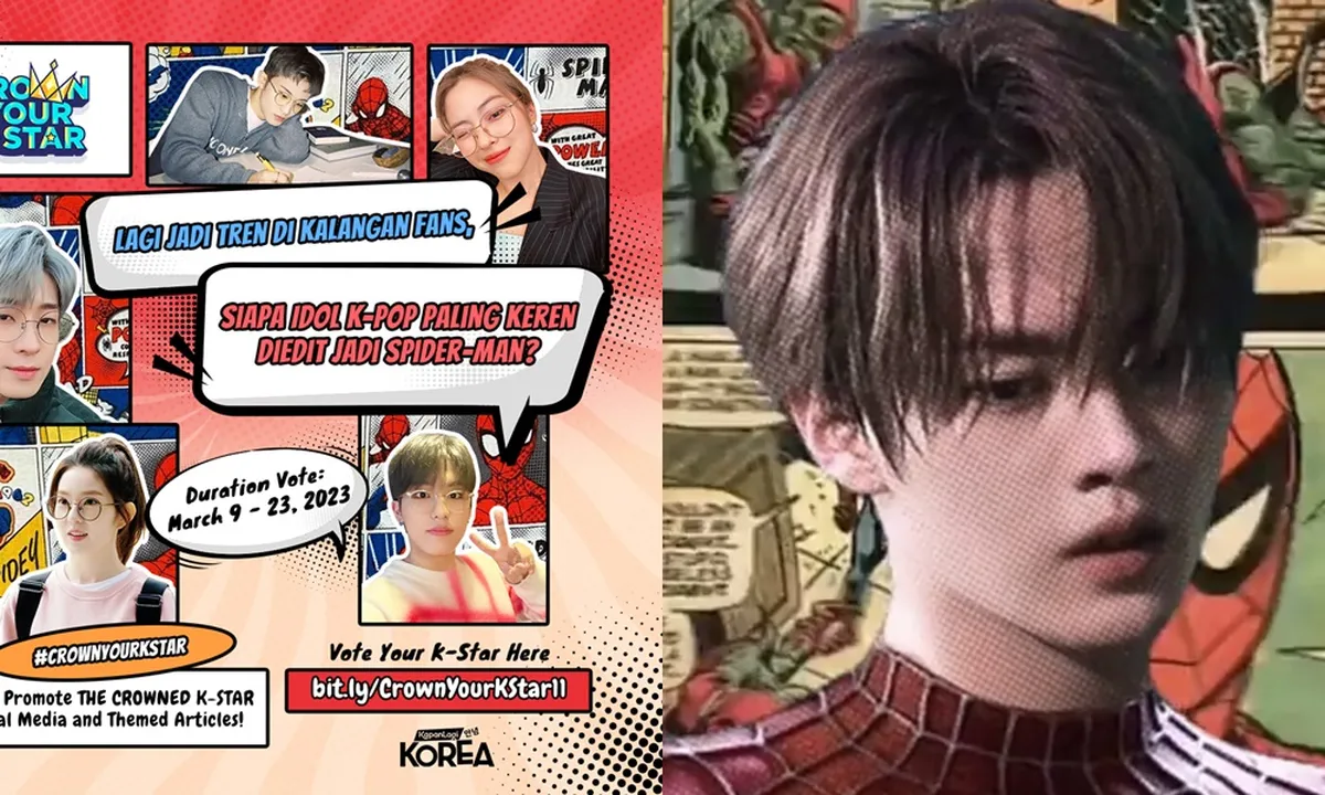 [VOTE HERE] Ganteng Maksimal, Potret Lee Know STRAY KIDS Saat Diedit Jadi Spider-Man