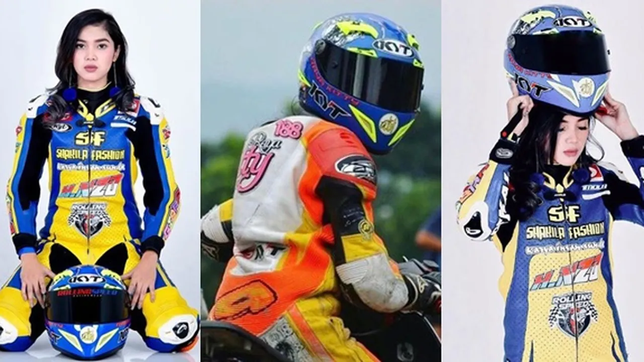 10 Aksi Raya Kitty Balapan Motor di Sirkuit, Keren dan Tetap Cantik