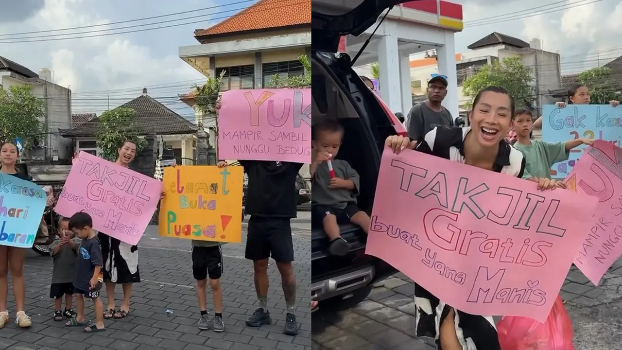 5 Potret Jennifer Bachdim dan Keluarga Bagi-Bagi Takjil Gratis