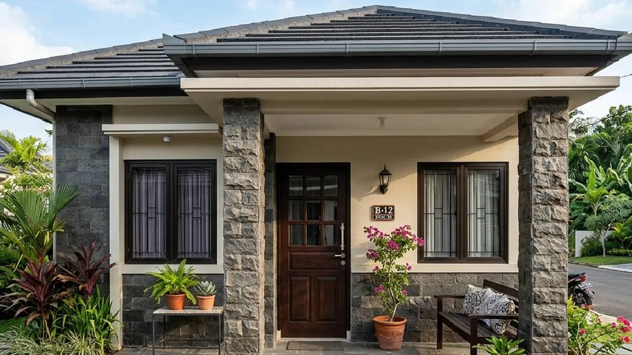 6 Ide Teras Rumah Tipe 36 dengan Batu Alam agar Fasad Terlihat Lebih Rapi
