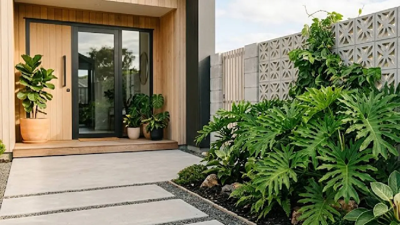6 Inspirasi Halaman Rumah dengan Roster Beton dan Philodendron, Bikin Tampilan Tropis Makin Modern 6 Inspirasi Halaman Rumah dengan Roster Beton dan Philodendron, Bikin Tampilan Tropis Makin Modern