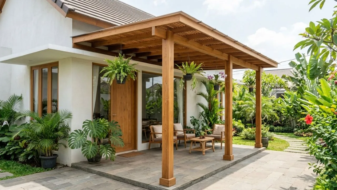 6 Inspirasi Kanopi dengan Tiang Teras Rumah yang Menarik, Modern dan Elegan