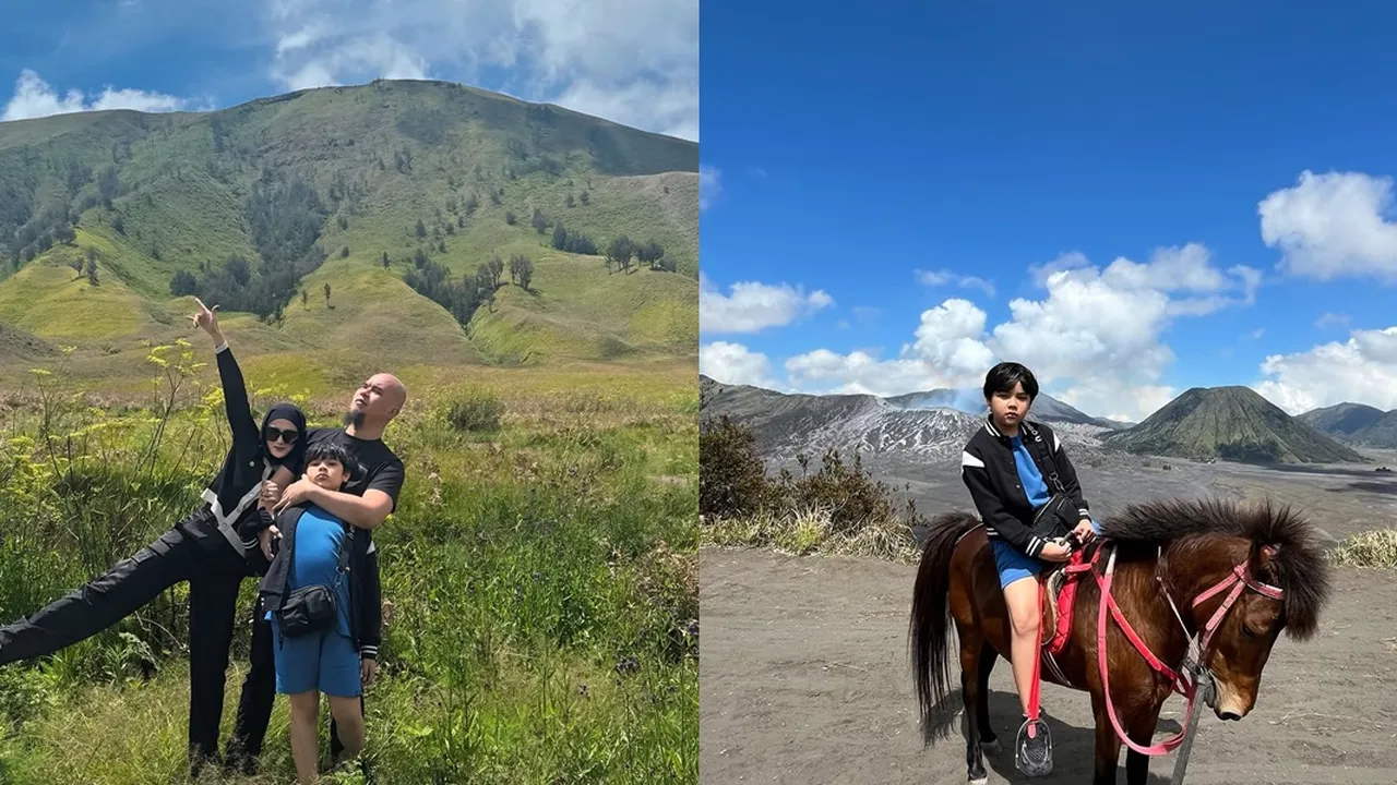6 Potret Liburan Ahmad Dhani, Mulan Jameela dan Anak di Bromo, Kompak!