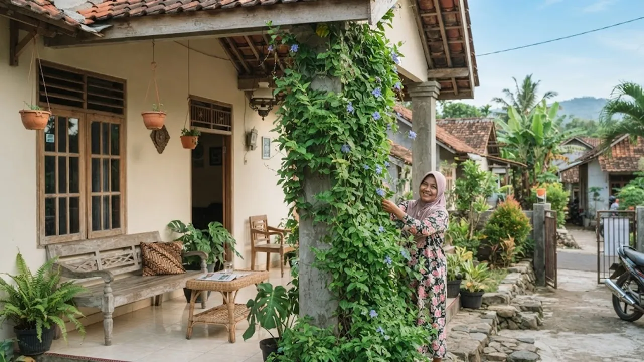 7 Cara Memanfaatkan Tiang Rumah untuk Tanaman Rambat, Ide Hemat Membuat Rumah Lebih Sejuk