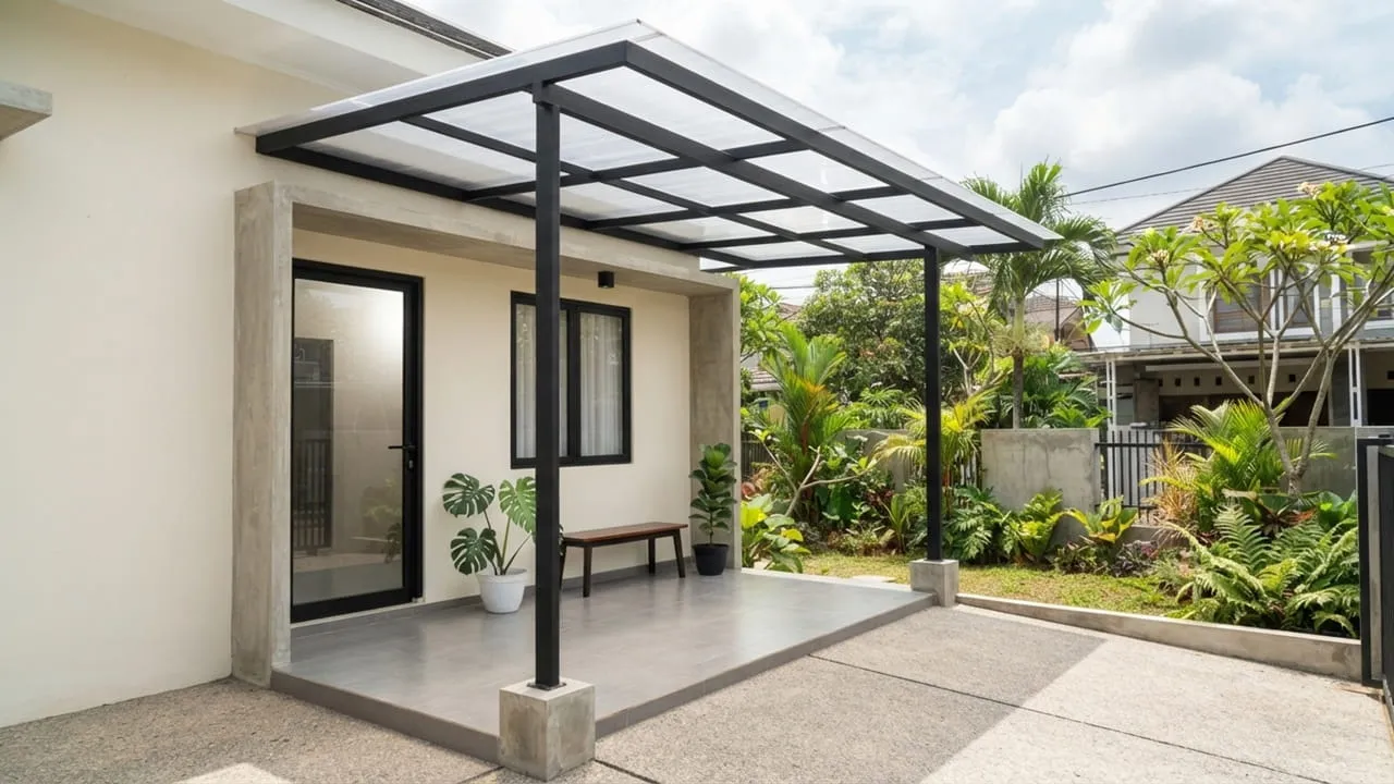 7 Desain Kanopi Tiang Teras Terbaik untuk Hunian Anda, Pesona Fasad Modern