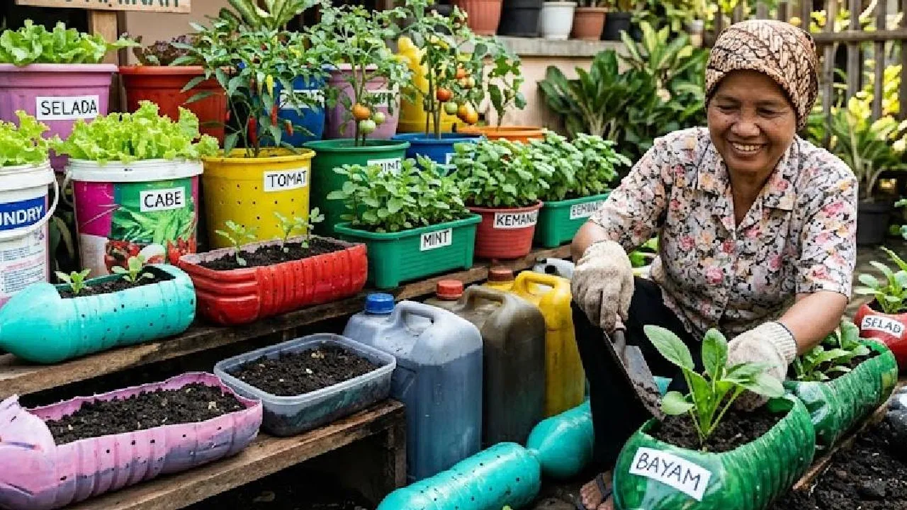 7 Ide Mengubah Sampah Plastik Rumah Tangga Jadi Kebun Sayur Mini di Lahan Sempit