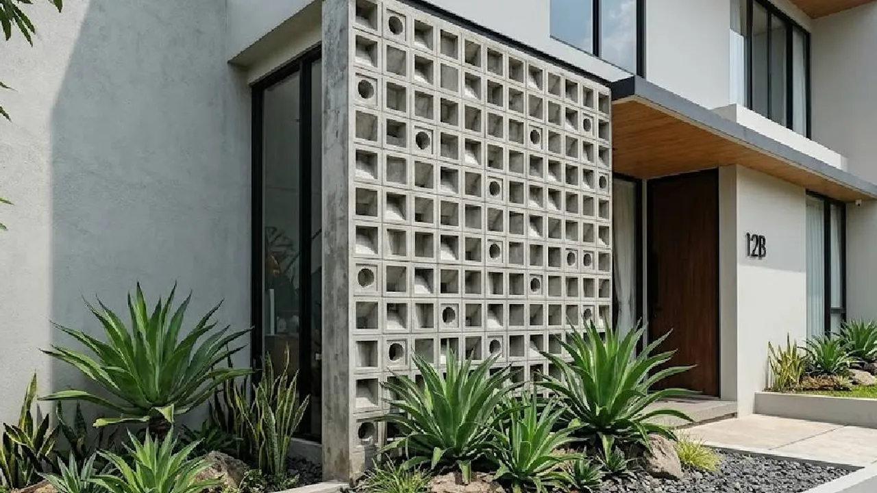 7 Inspirasi Fasad Rumah dengan Roster Beton dan Agave, Modern serta Mudah Dirawat