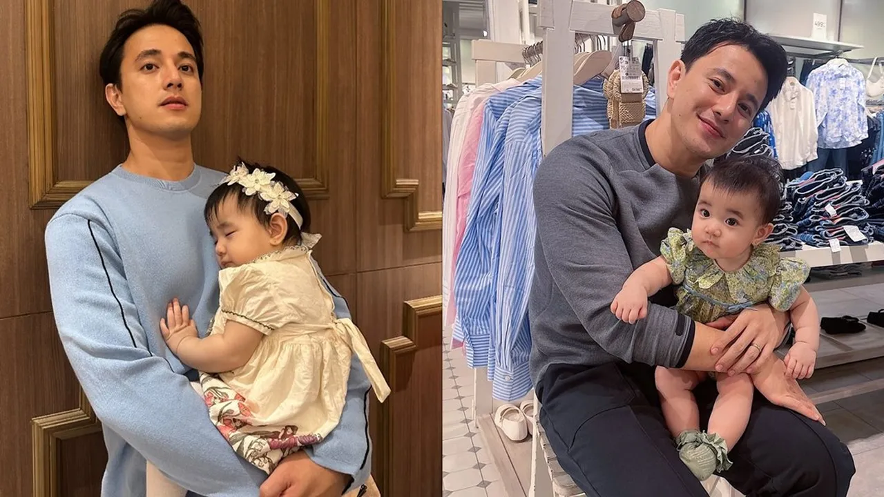 7 Potret Billy Davidson Momong Brielle si Bungsu, Sang Anak Tertidur Pulas saat Digendong