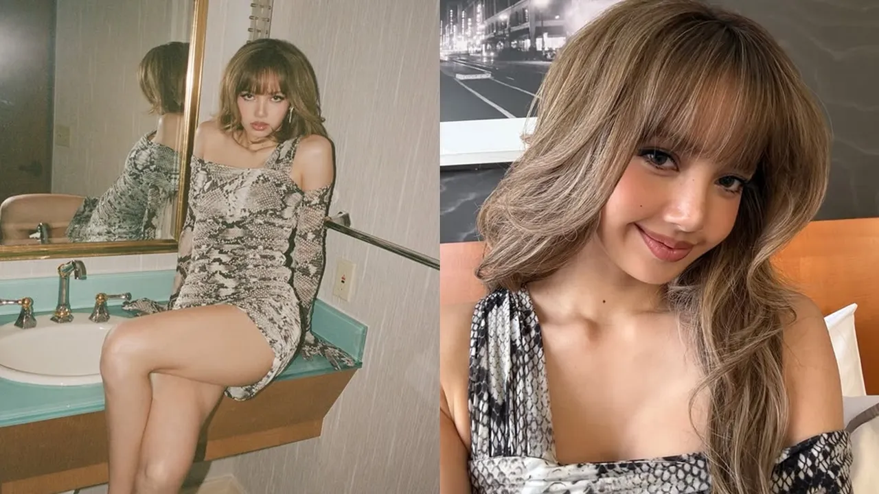 7 Potret Cantik Lisa BLACKPINK dengan Gaun Motif Ular di Project Terbaru Bareng Maroon 5