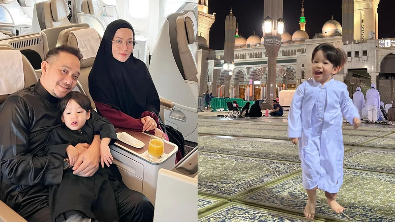 7 Potret Khaleed Anak Bungsu Lyra Virna dan Fadlan Muhammad Ikut Umrah