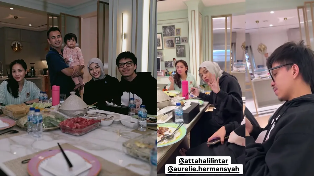 7 Potret Nagita - Raffi Ahmad dan Aurel - Atta Halilintar Sahur Bareng, Salfok Ekspresi Gemas Baby Lily Ikut Bangun