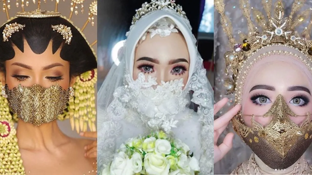 7 Potret Pengantin Wanita Saat Menikah di Tengah Corona Covid-19, Pakai Masker Unik Anti Mainstream