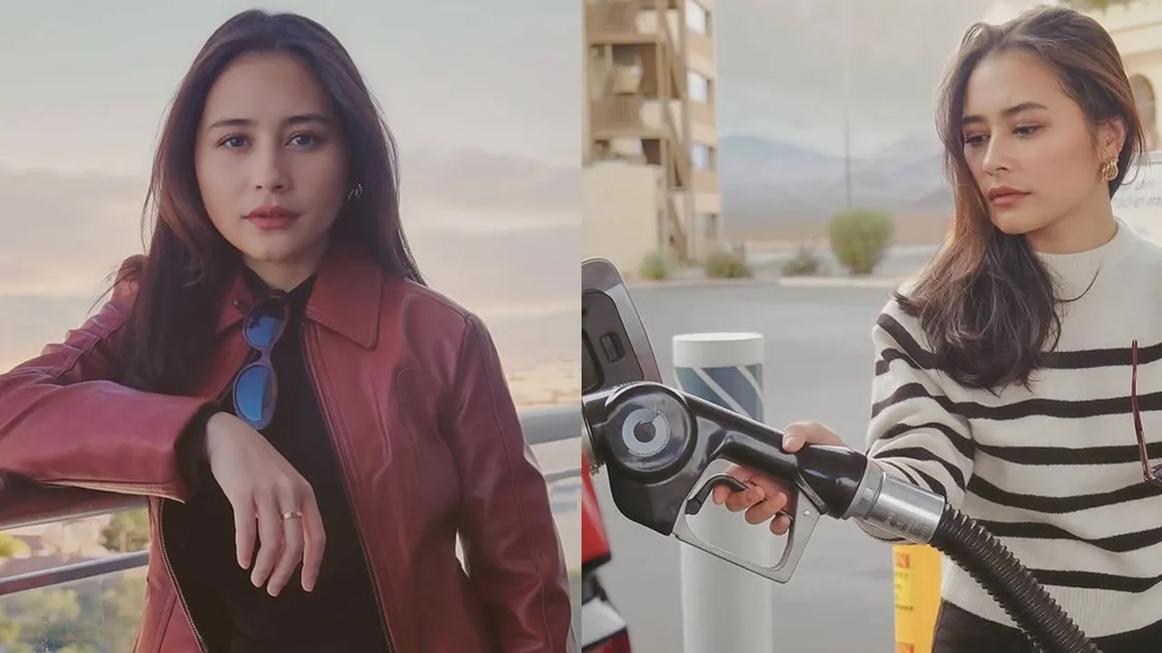 7 Potret Prilly Latuconsina Liburan di Amerika, Road Trip - Pose Cantik Sambil Isi Bensin