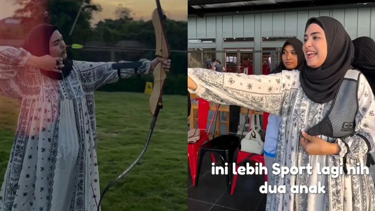 7 Potret Vebby Palwinta Latihan Memanah, Super Happy meski Saltum