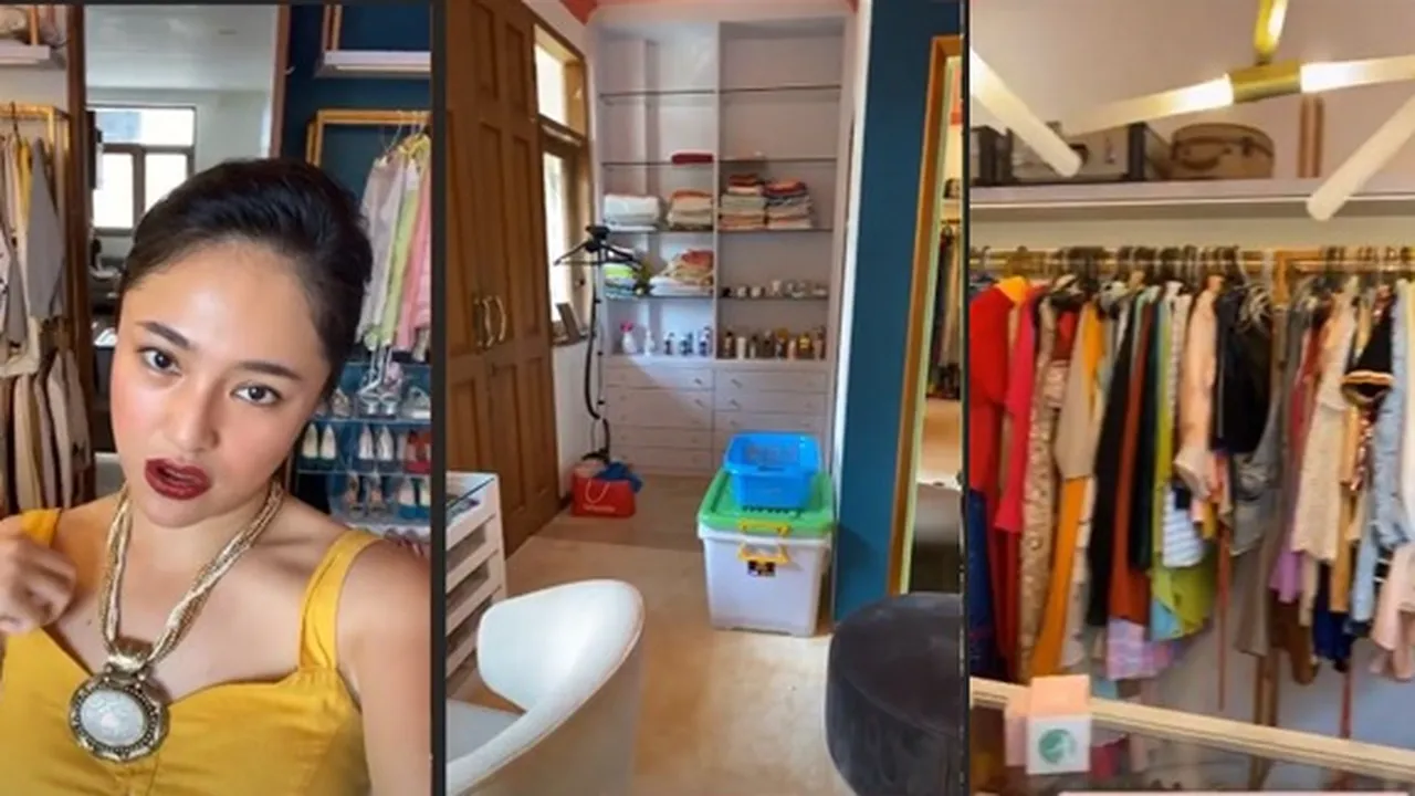 7 Potret Walking Closet Marshanda, Super Aestethic dan Punya Banyak Koleksi Baju - Sepatu