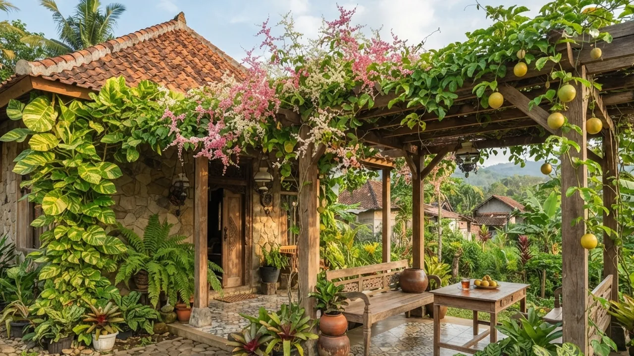 7 Tanaman Rambat yang Bikin Rumah Mirip Vila Tropis, Desainnya Bikin Teduh, Nyaman dan Menenangkan