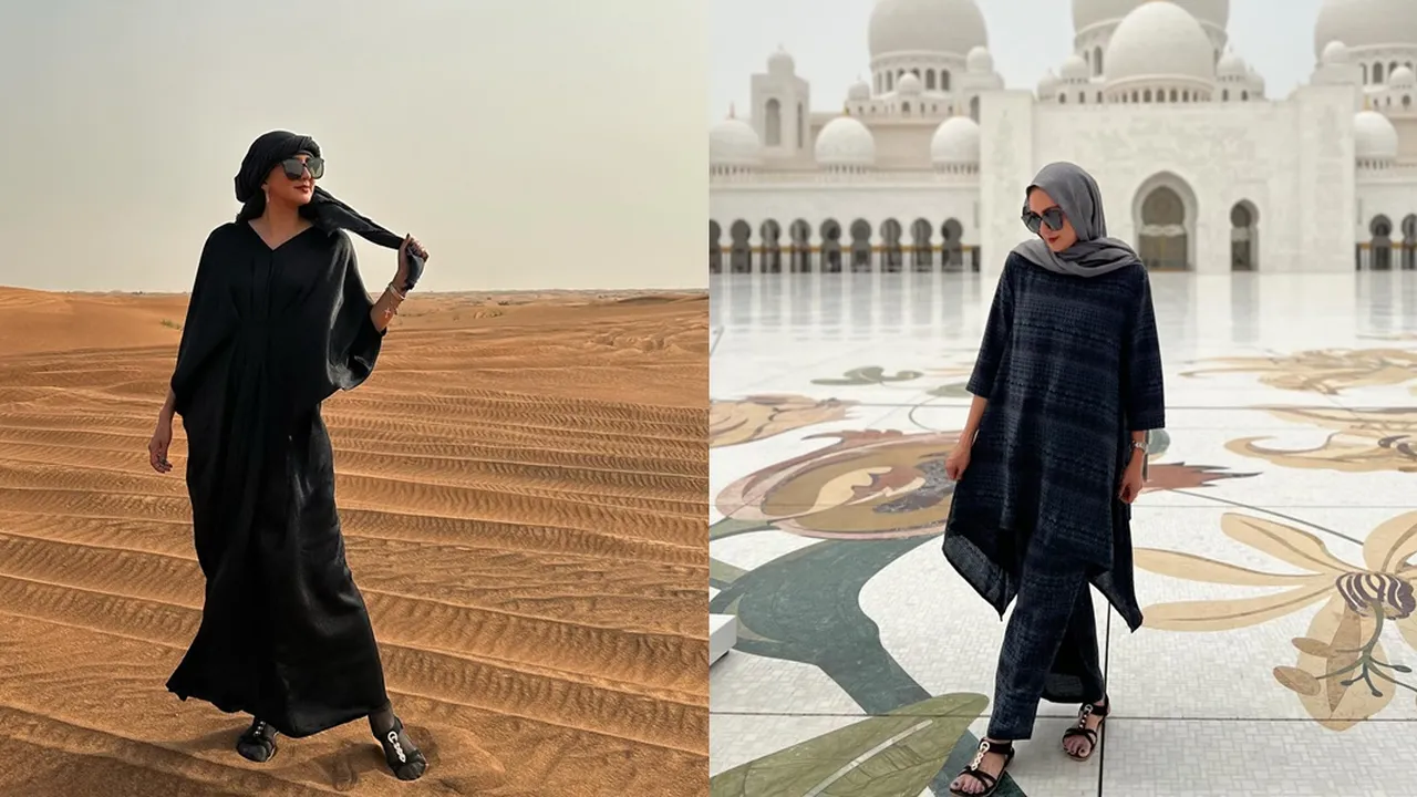 8 Potret Donna Agnesia Liburan ke Dubai, Kenakan Kaftan - Hijab Curi Perhatian