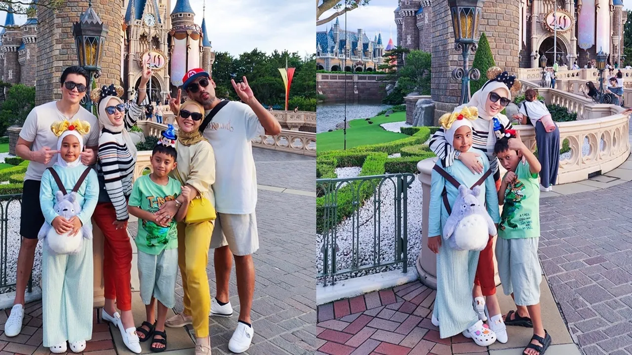 8 Potret Keseruan Syahrini Bareng Ponakan saat Main di Disney Sea Tokyo