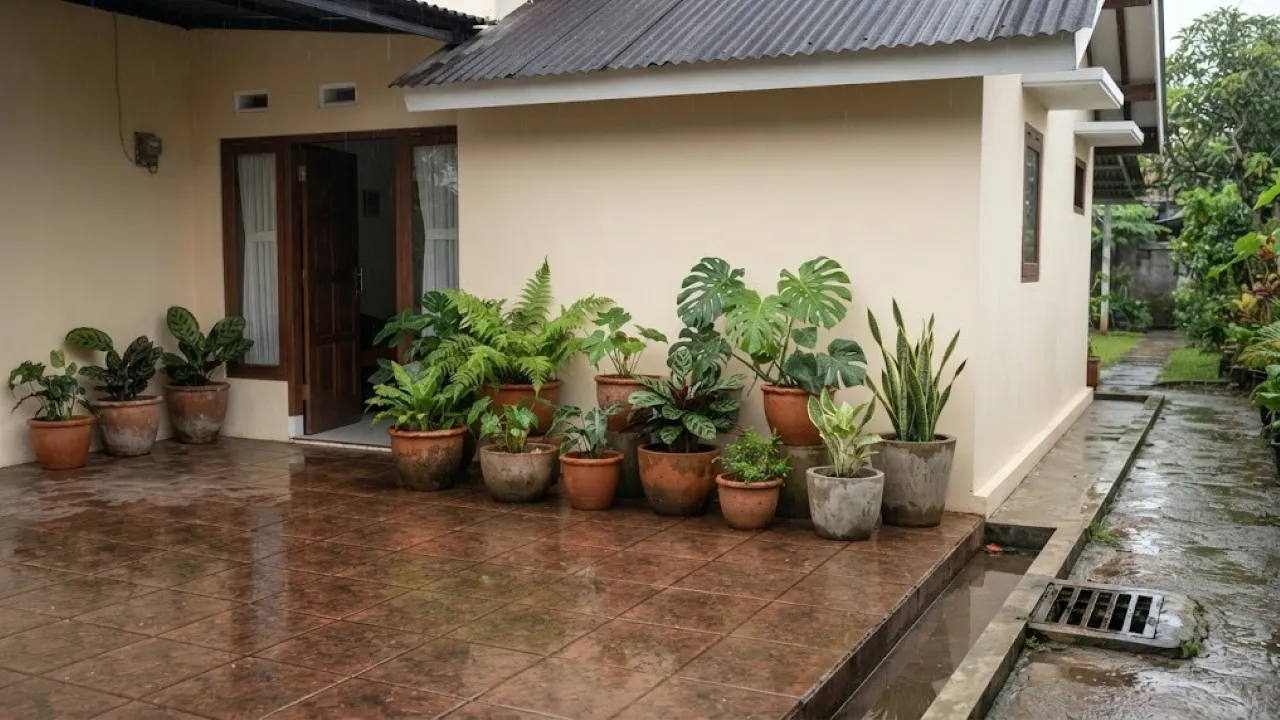 9 Cara Menata Pot Tanaman agar Air Hujan Tidak Menggenang di Teras, Tetap Rapi saat Hujan