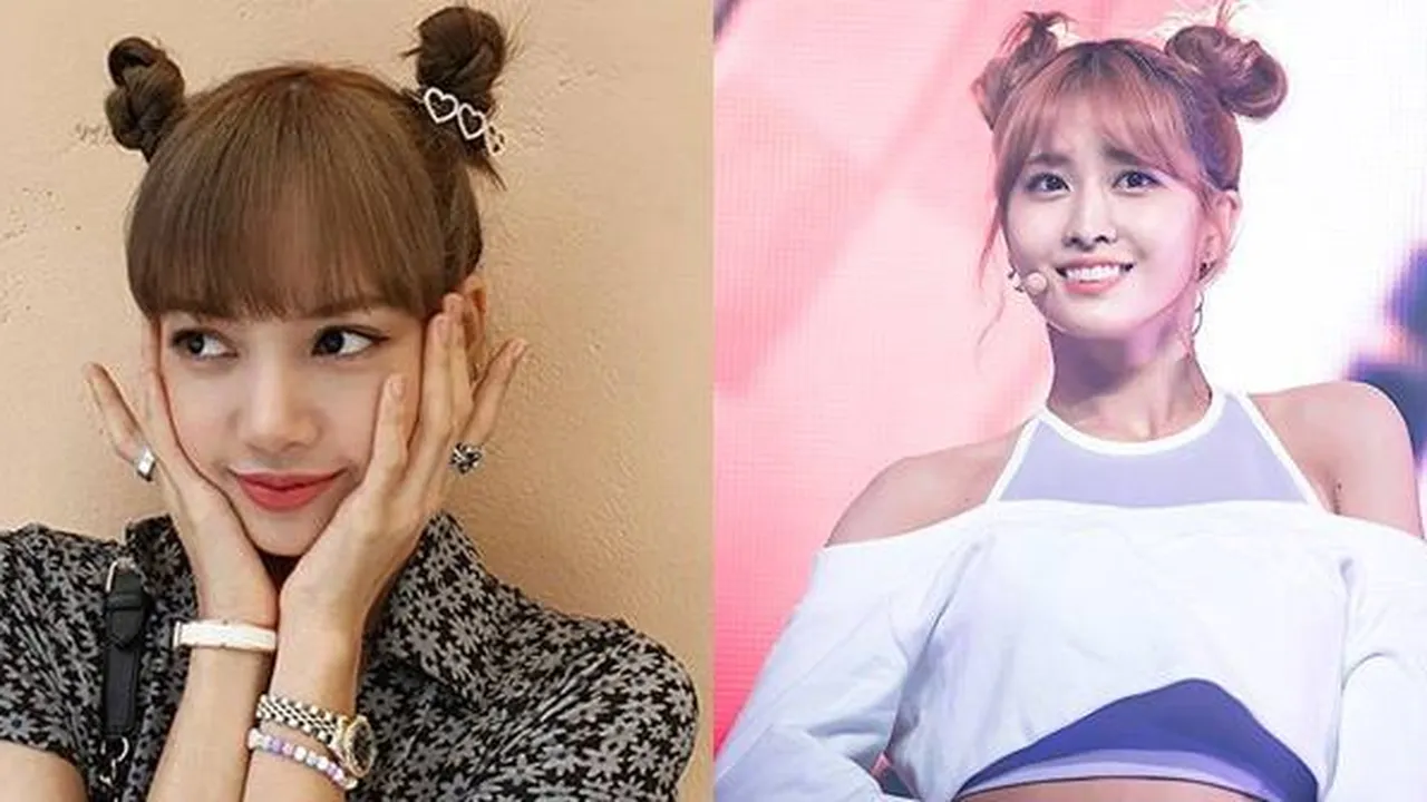 9 K-Pop Idol Cewek Cute Dengan Rambut Cepol Dua, Lisa BLACKPINK - Momo TWICE