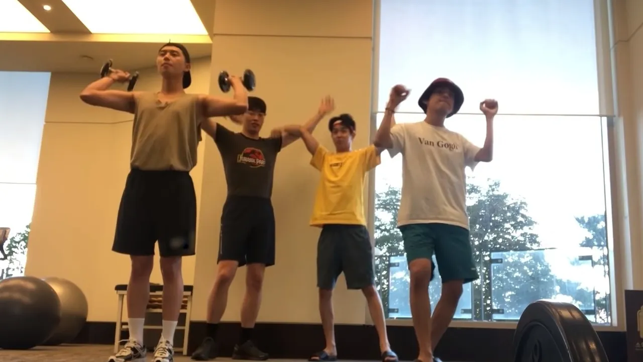Begini Lucunya V BTS dan Teman-temannya Ganggu Park Seo Joon Saat Olah Raga